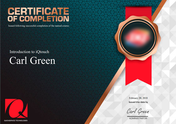 iQtouch certificate Dariy Queen