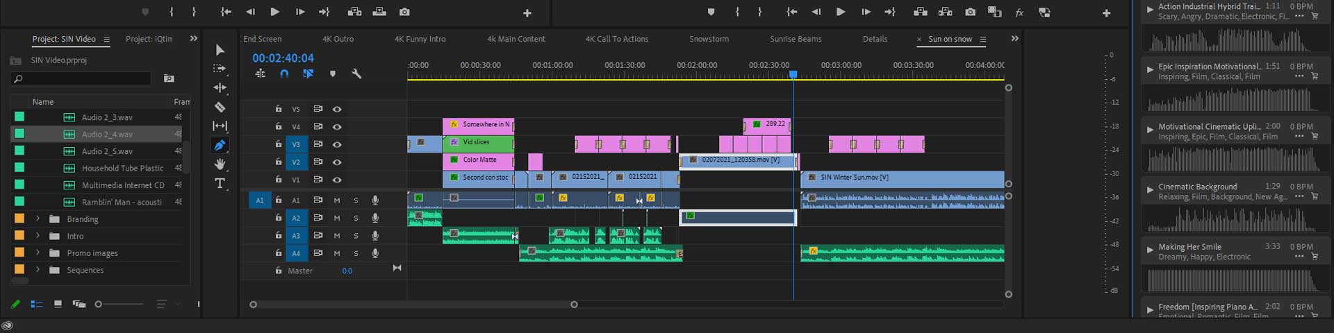 Video editing timeline of an episode of Somewhere In Niagara.