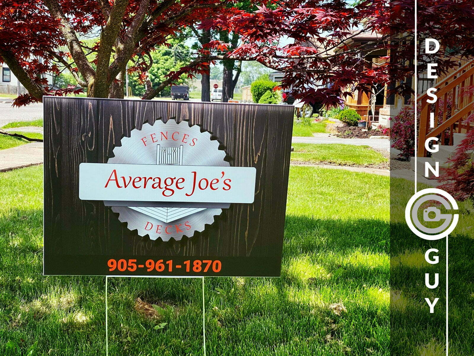 yard sign on lawn promoting business
