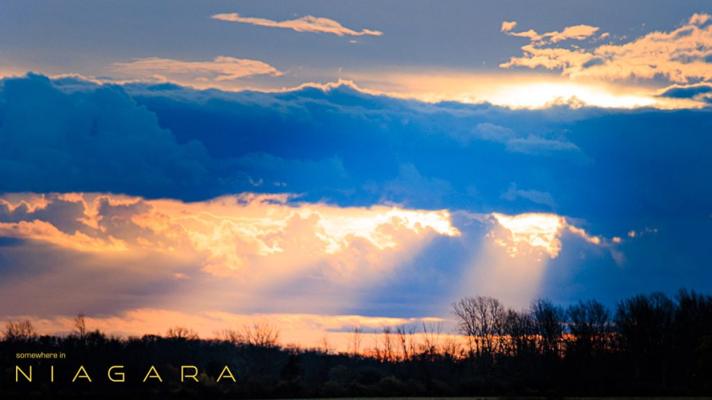 Sun breaks through clouds in Wainfleet, Ontario