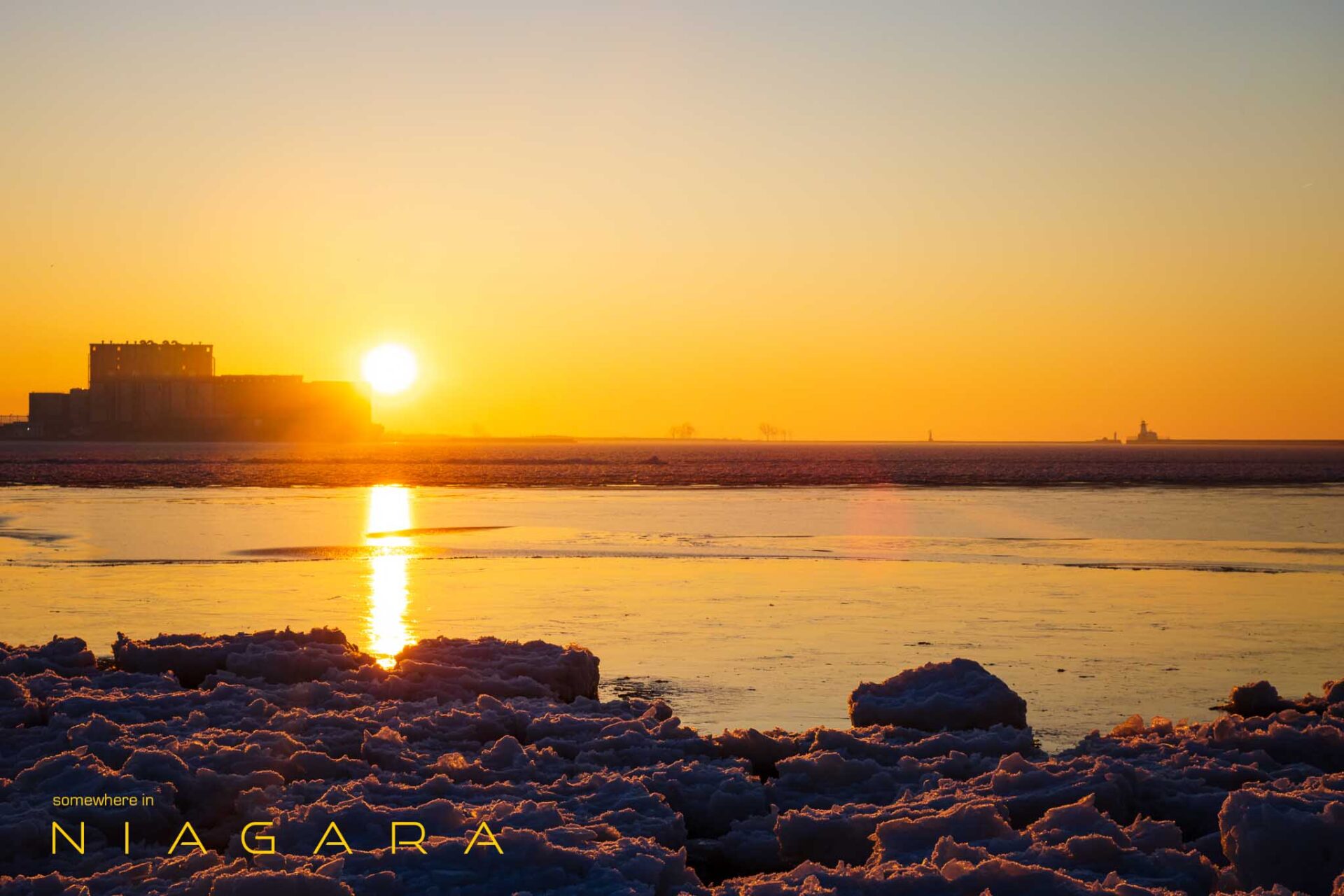 Sunrise over the break wall in Port Colborne