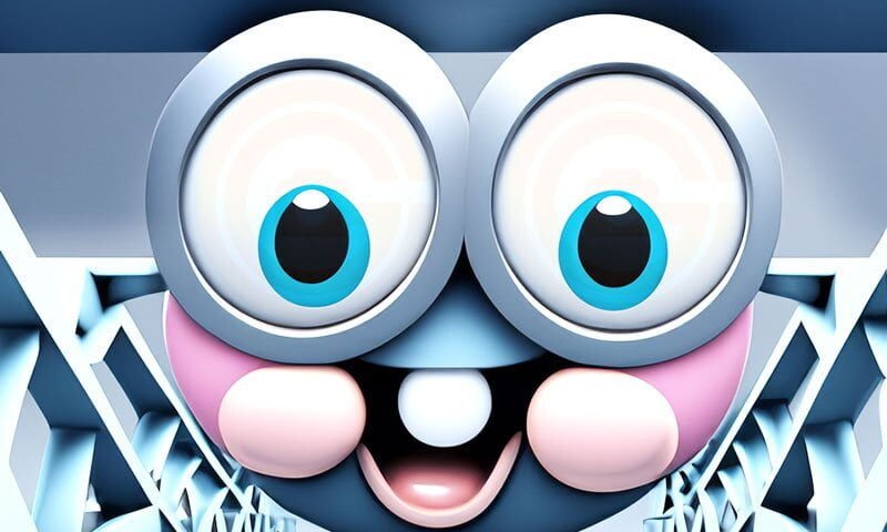 cartoon graphic of a happy person crossing a bridge