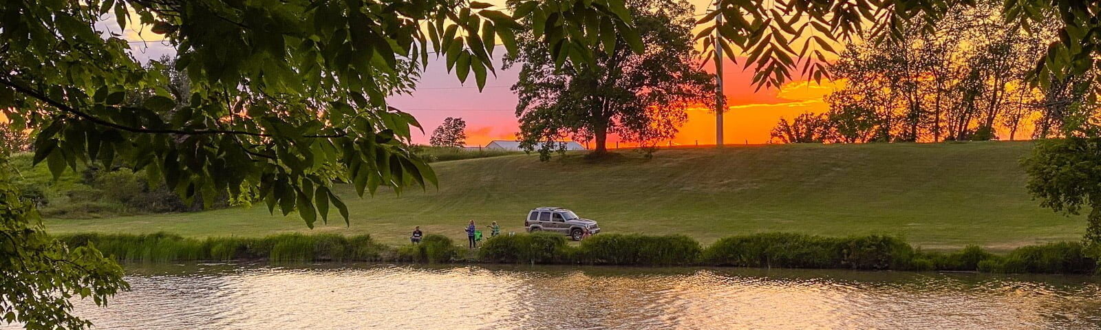 Family at the river bank