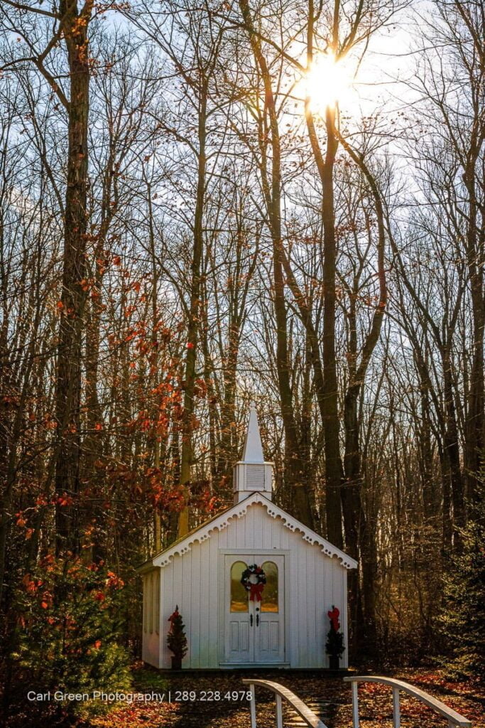 Small church in the woods.