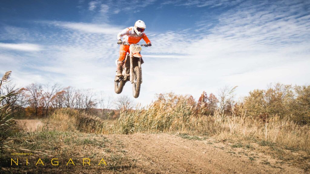 Motorcross rider in the air taking a jump