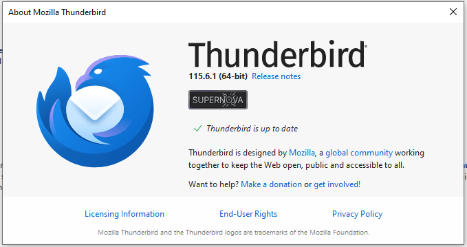 Mozilla Thunderbird splash screen