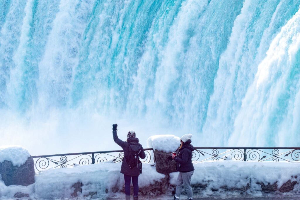 Drinking Tim Hortons at Niagara Falls