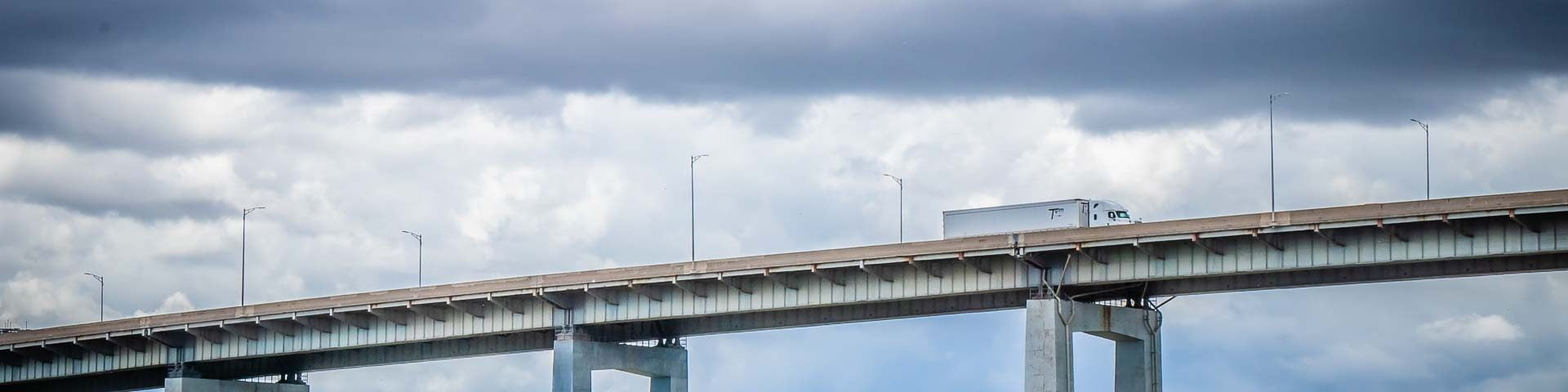 A freight truck crosses the Garden City Skway in St. Catharines