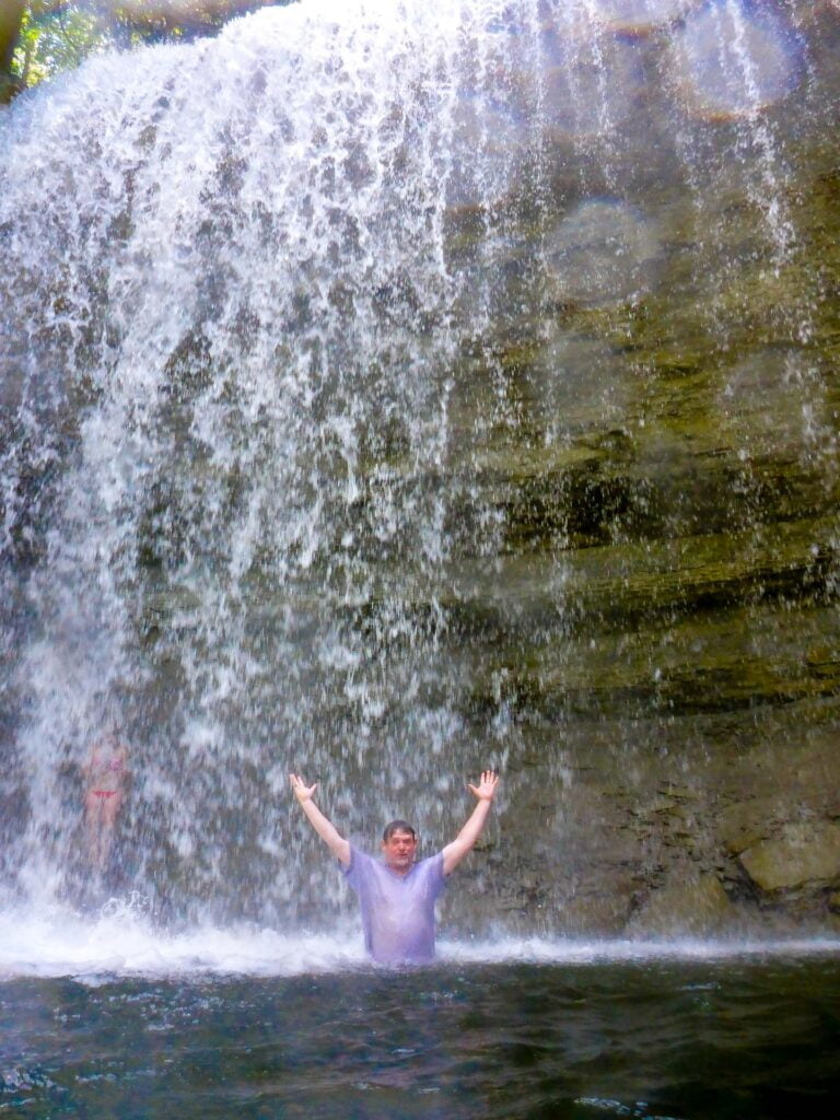 Underneath the Bridal Veil Falls, Manitoulin Island