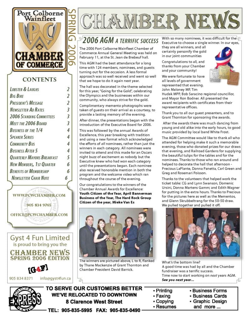 Chamber of Commerce newsletter 2006