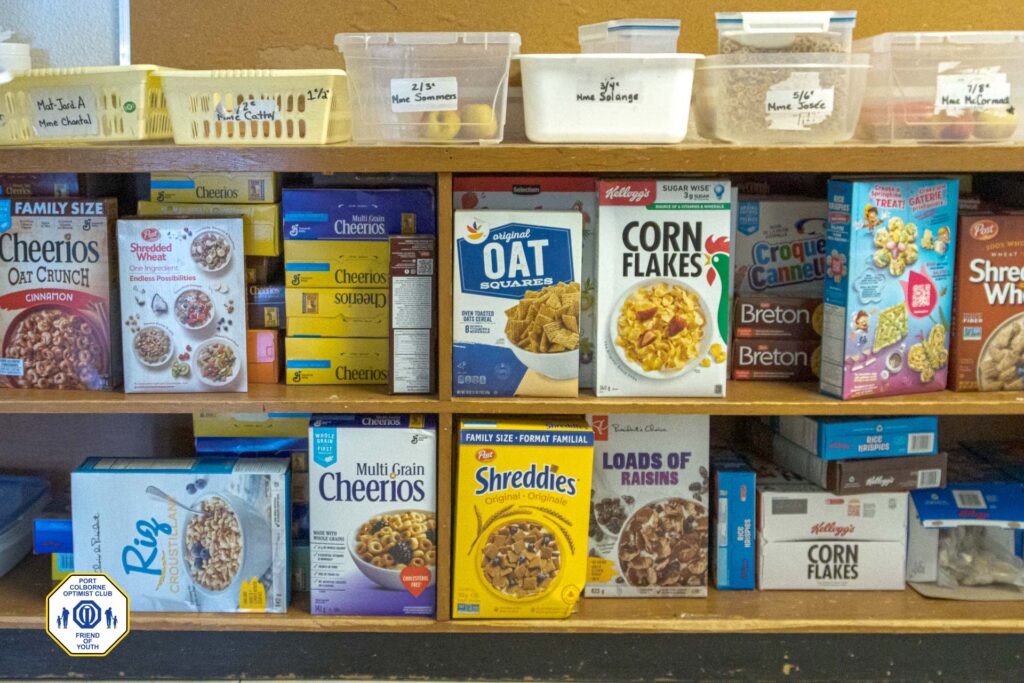 Breakfast club shelves of cereal