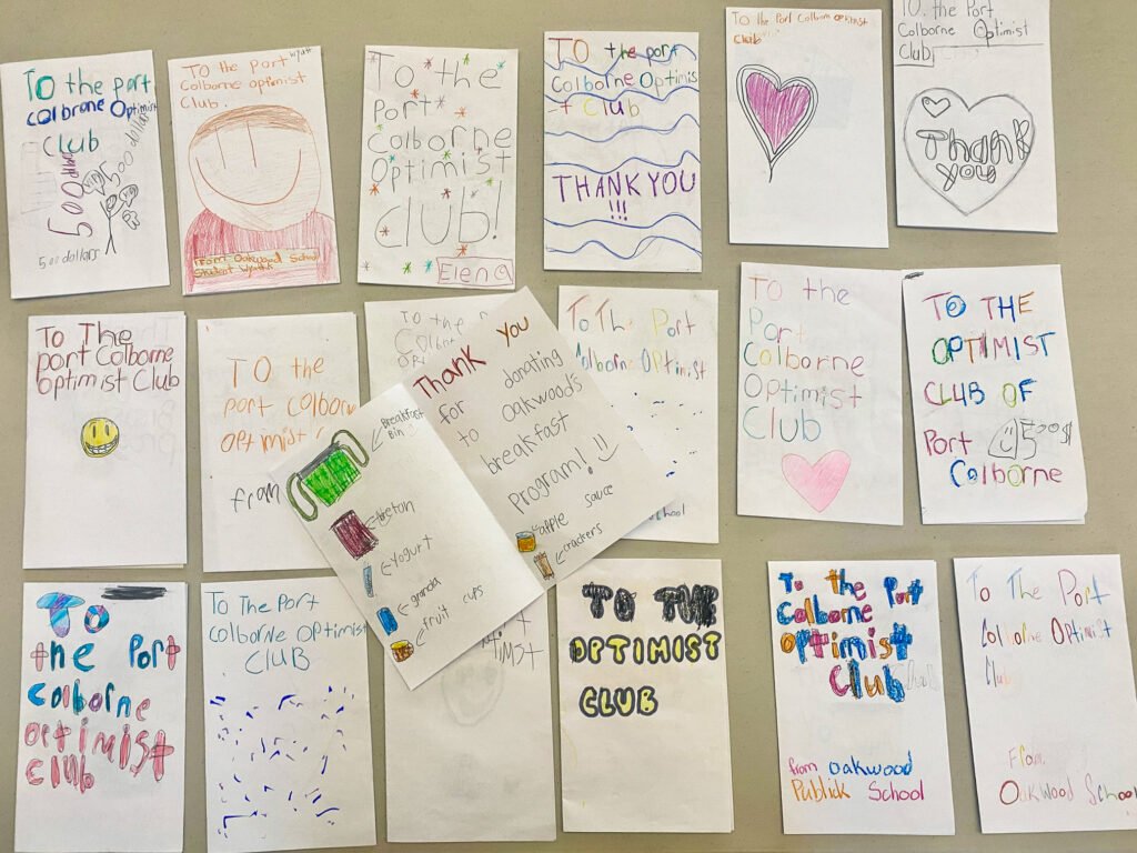 Thank you cards from schol students. You're welcome!