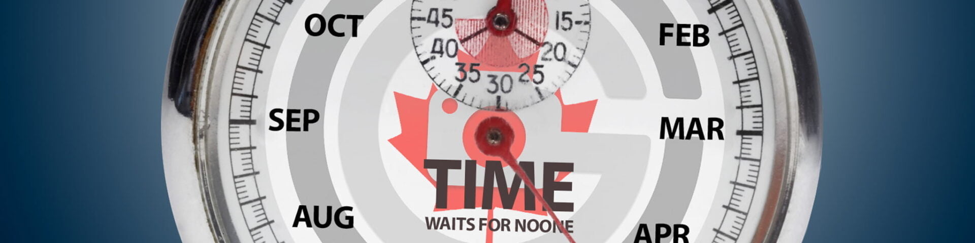 Months instead of minutes of time on the face of a watch.