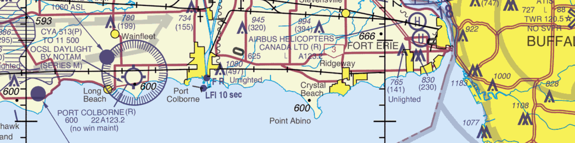 VFR chart of the area around Fort Erie