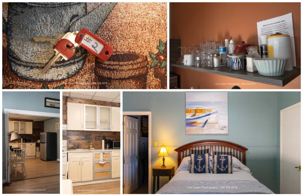 Commercial photo collage of a hotel room