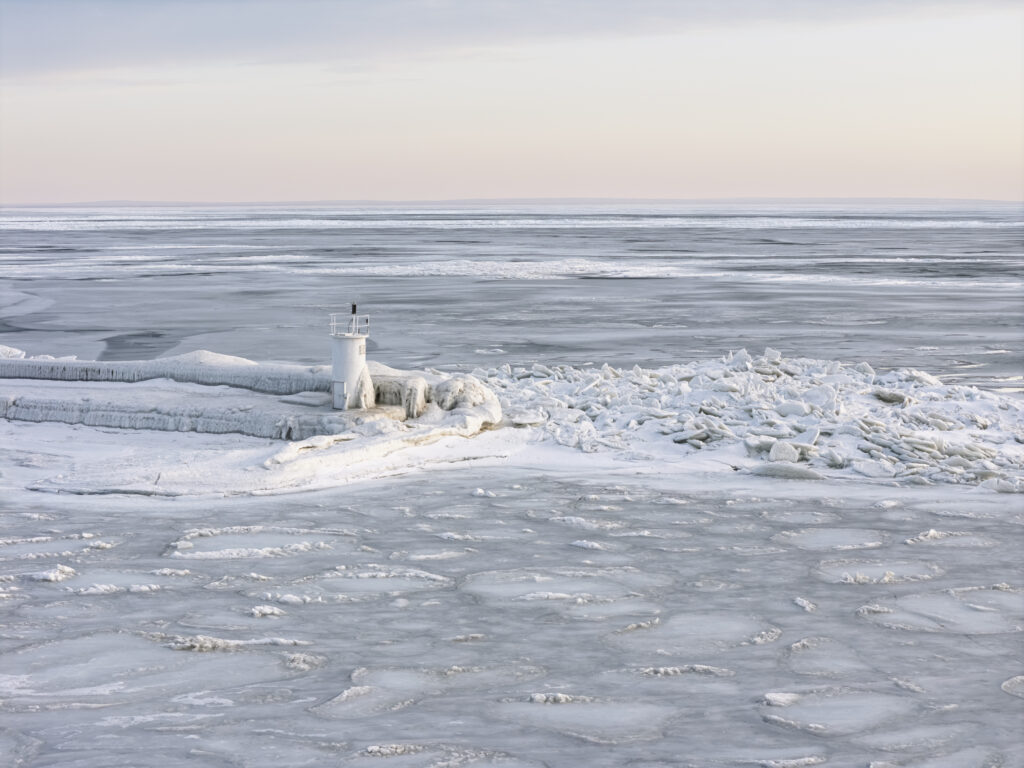 Port Colborne breakwall ice
