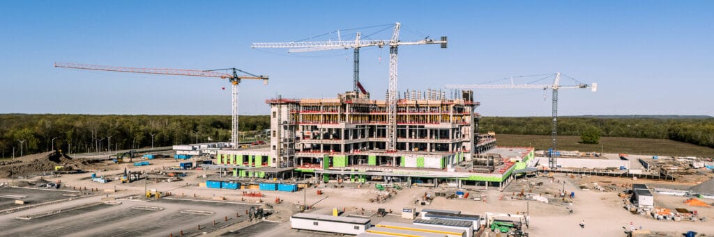 Construction site viewed from a drone