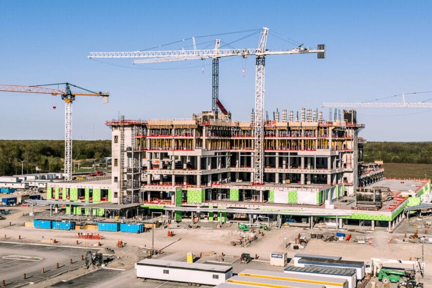 Construction site viewed from a drone