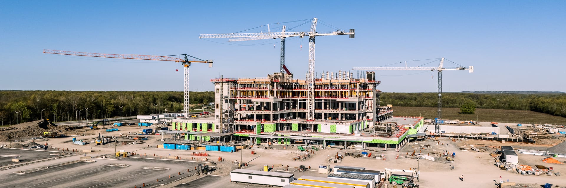 Construction site viewed from a drone