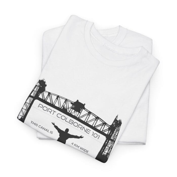 Port Colborne 101: Wide Canal - Unisex Heavy Cotton Tee - Image 3