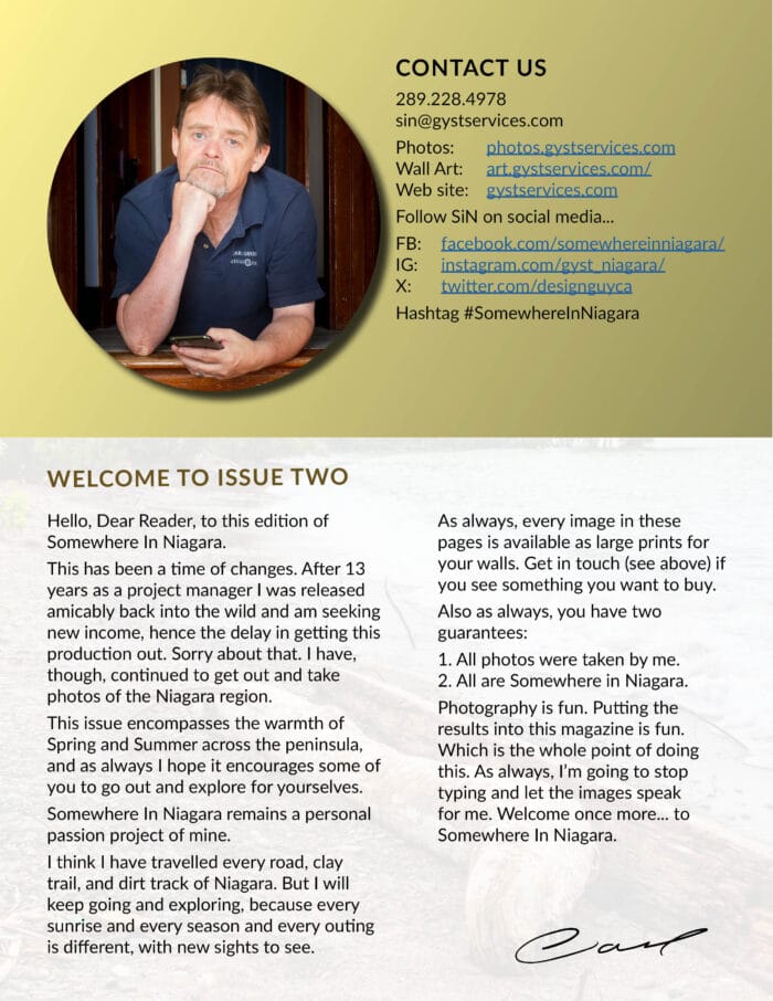 Somewhere in Niagara magazine editor letter