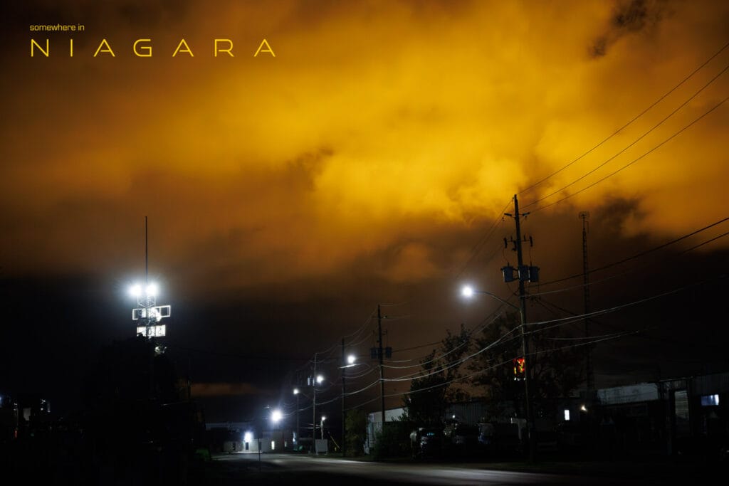 Light pollution over Hamilton, Ontario.